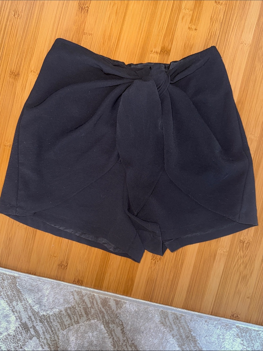 High-Waisted Black Tie-Front Women’s Shorts